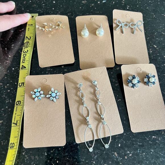 Six pairs of post jewel fancy elegant earrings incl. faux pearl and baublebar - Picture 9 of 11
